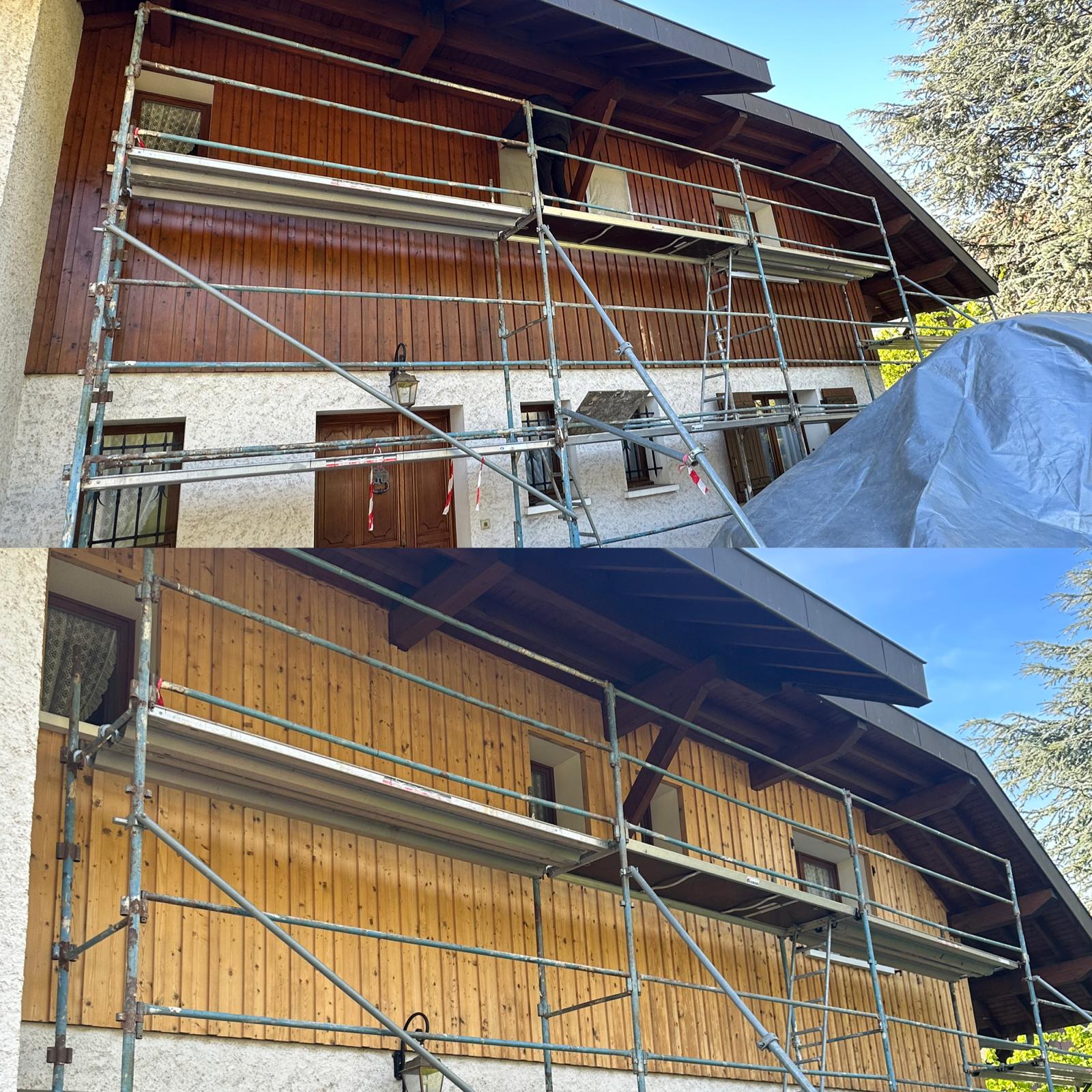 Processus aérogommage chalet étapes